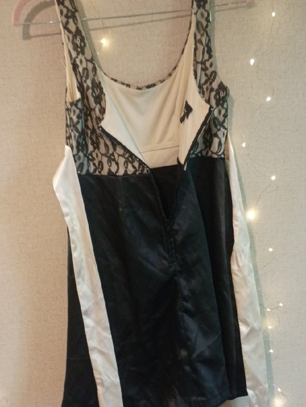Elegant Black Lace and Ivory Sash Prom Dress - Picture 3 of 3
